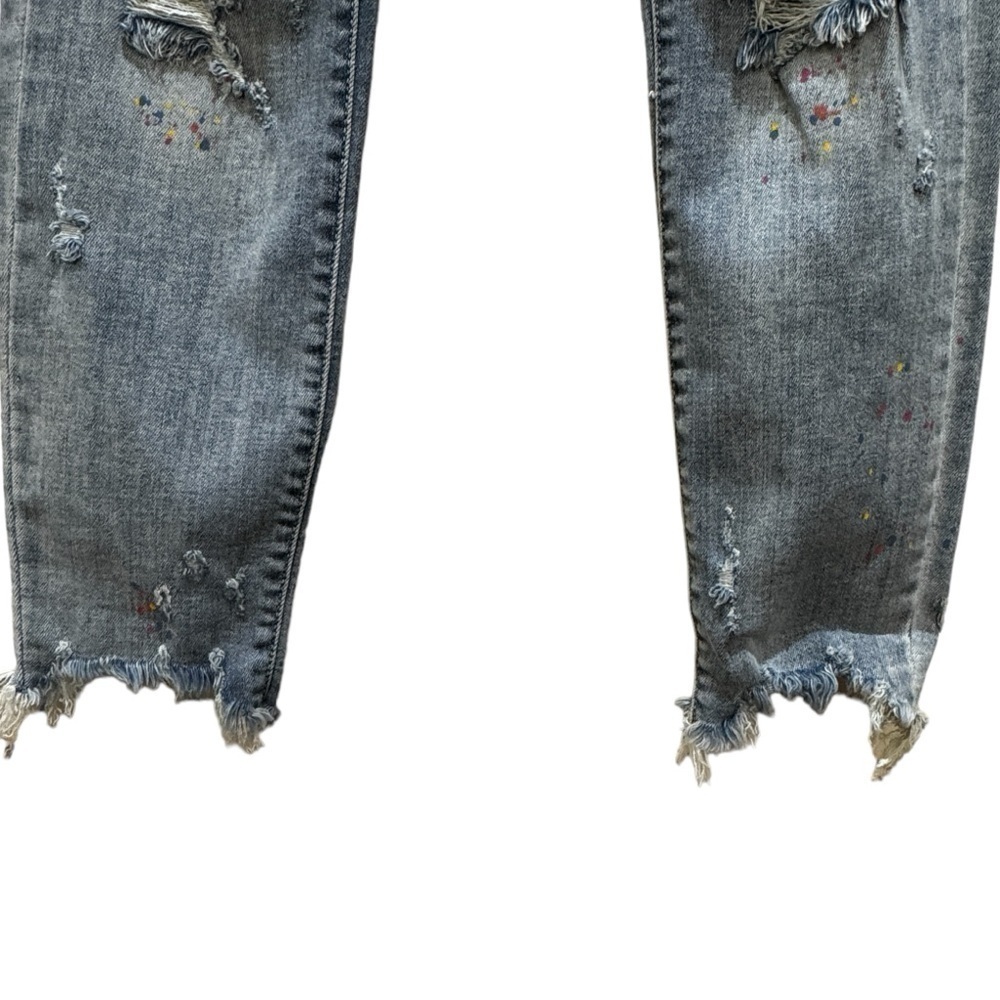 Judy Blue Boyfriend Fit Paint Splatter Distressed Jeans size 3 waist 26 EUC - Picture 3 of 7